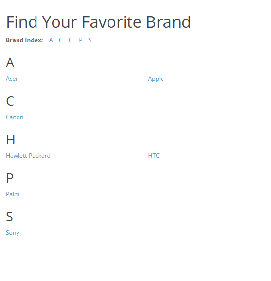 brands page