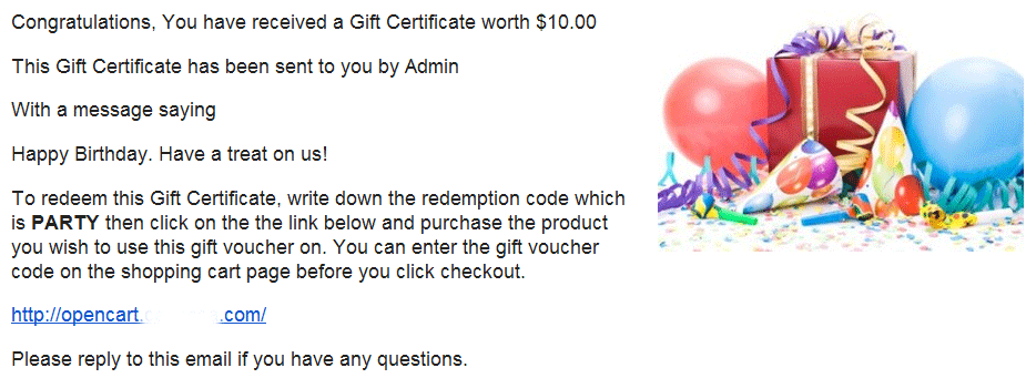 gift voucher email