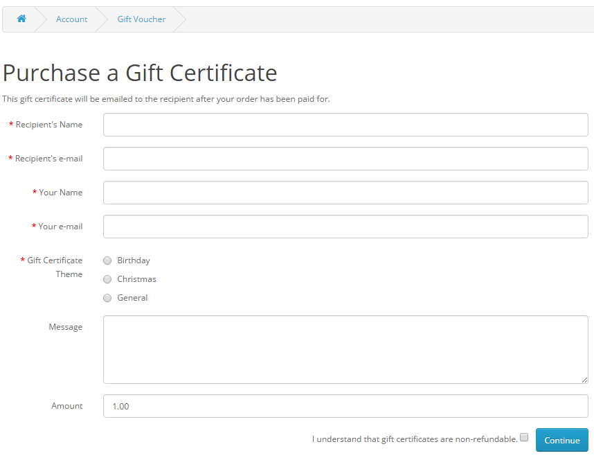 purchase gift certificate