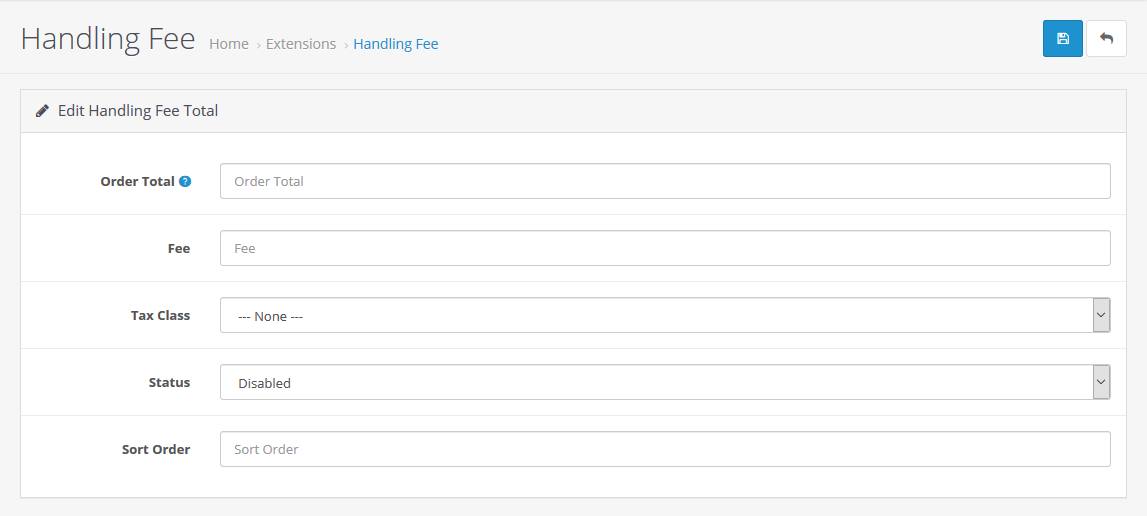 Order Totals - Handling Fee