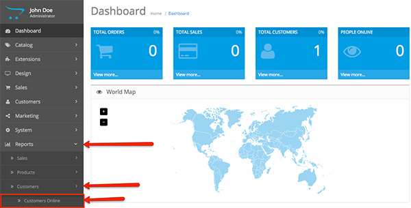 OpenCart Dashboard