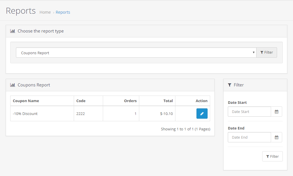 Admin Coupons Report