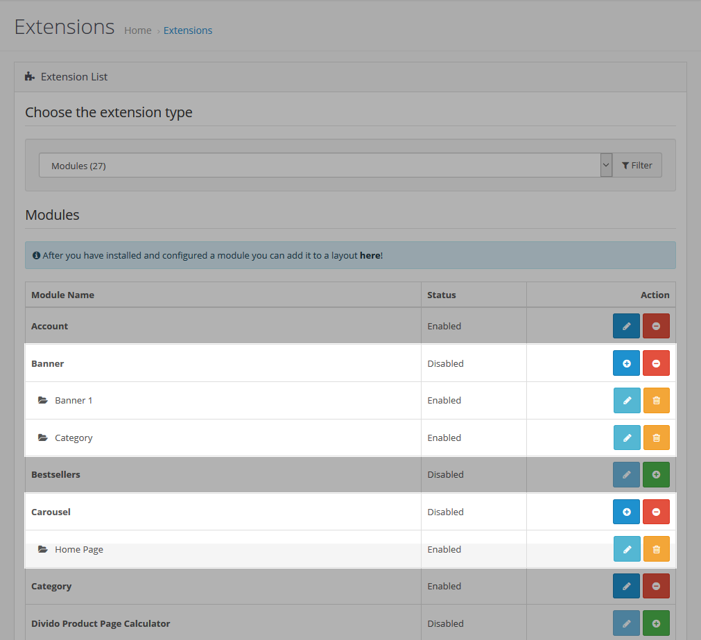 Extension Module - List