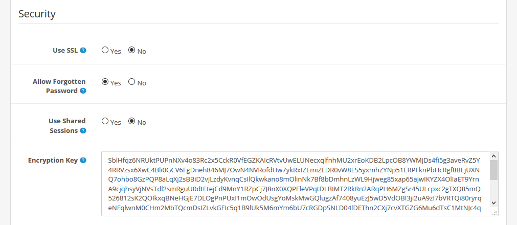 System Setting - Server Tag - Security